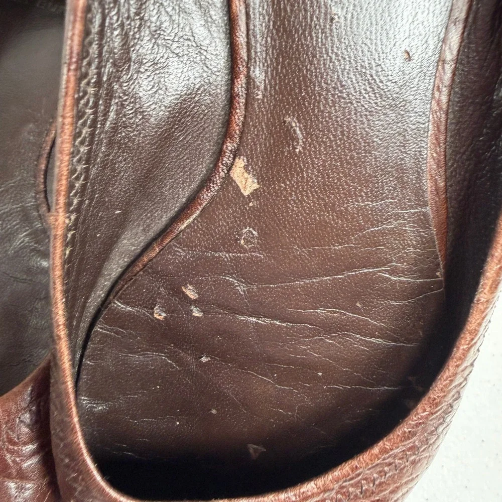 Tory Burch 7.5 Reva Ballet Flats Brown Tumbled Leather Logo Medallion Classic